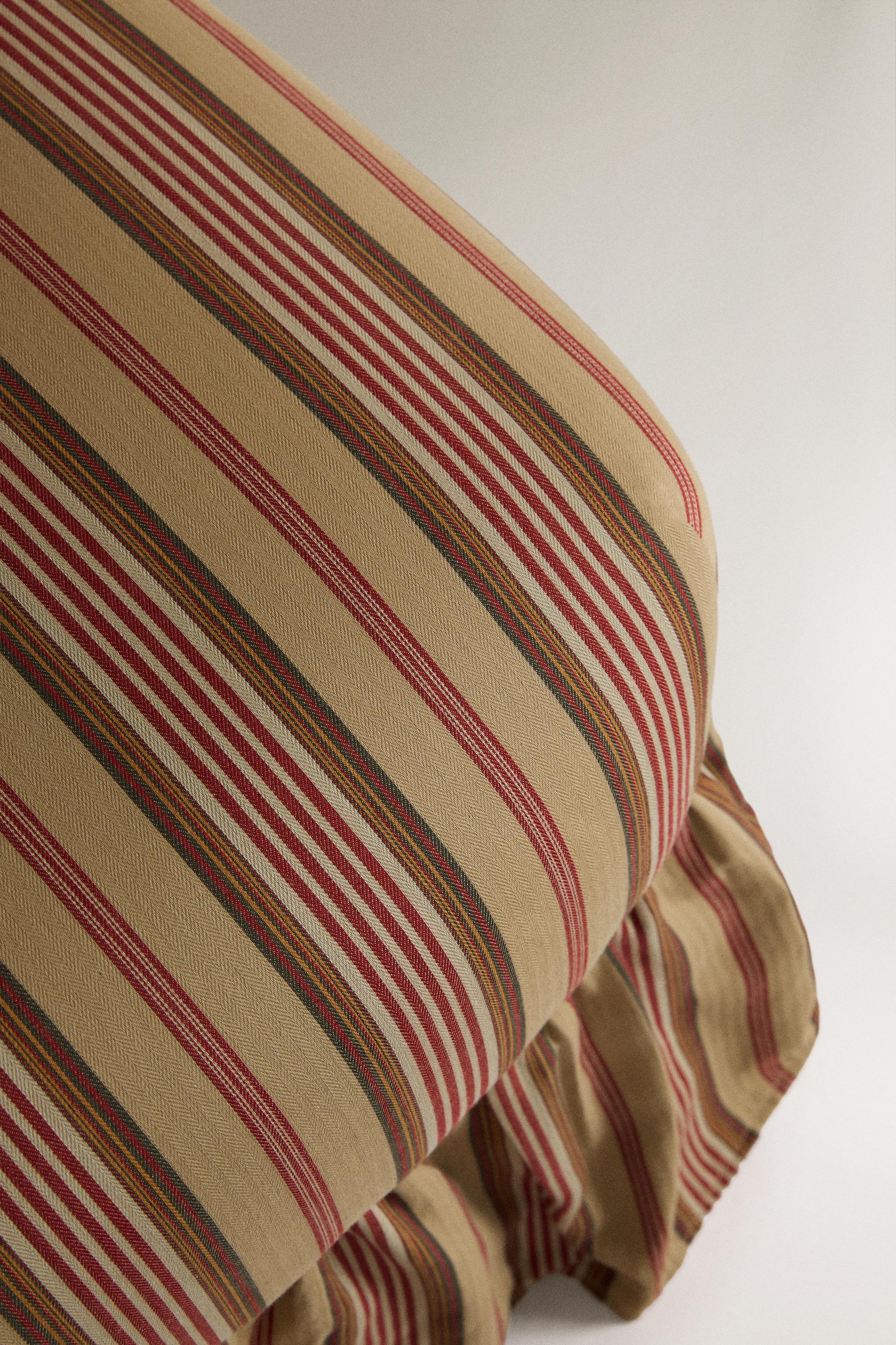 STRIPED ACCENT CHAIR WITH RUFFLE | KATHARINE POLE